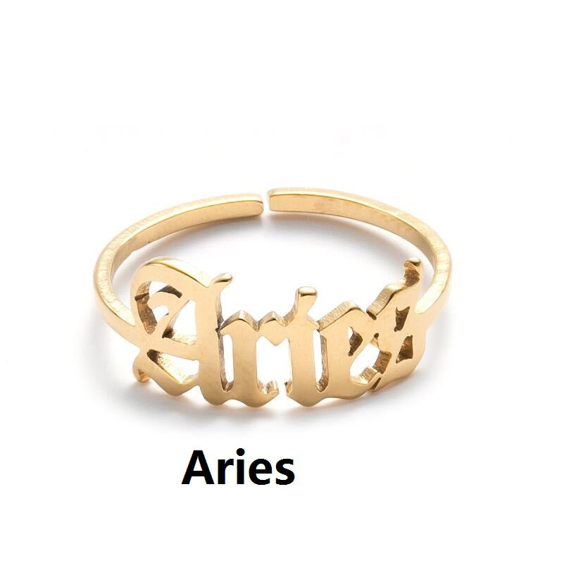 Wholesale Stainless steel retro twelve zodiac simple open ring